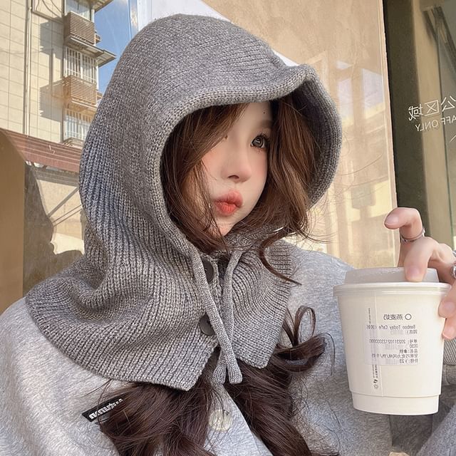 Buttoned Knit Balaclava