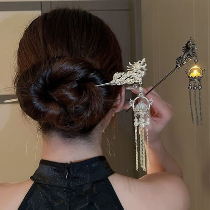 Dragon Faux Pearl Fringed Hair Stick