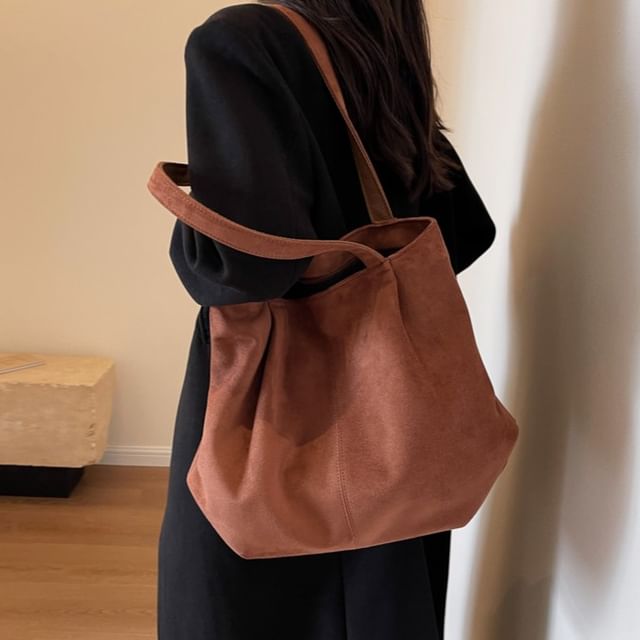 Faux Suede Tote Bag