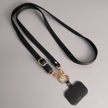 Plain Faux Leather Phone Lanyard