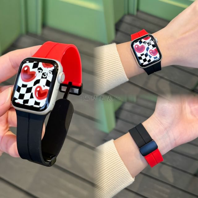 Two-Tone Silicone Magnetic Apple Watch Band