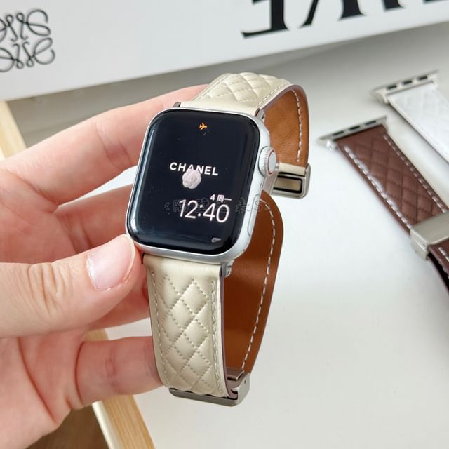 Quilted Faux Leather Magnetic Apple Watch Band