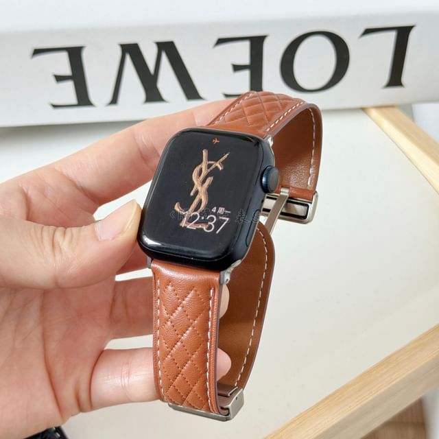 Quilted Faux Leather Magnetic Apple Watch Band