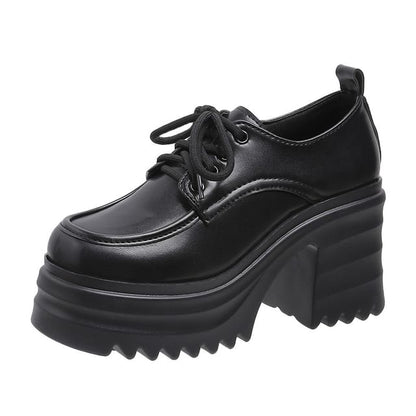 Lace-Up Platform Chunky Heel Derby Shoes