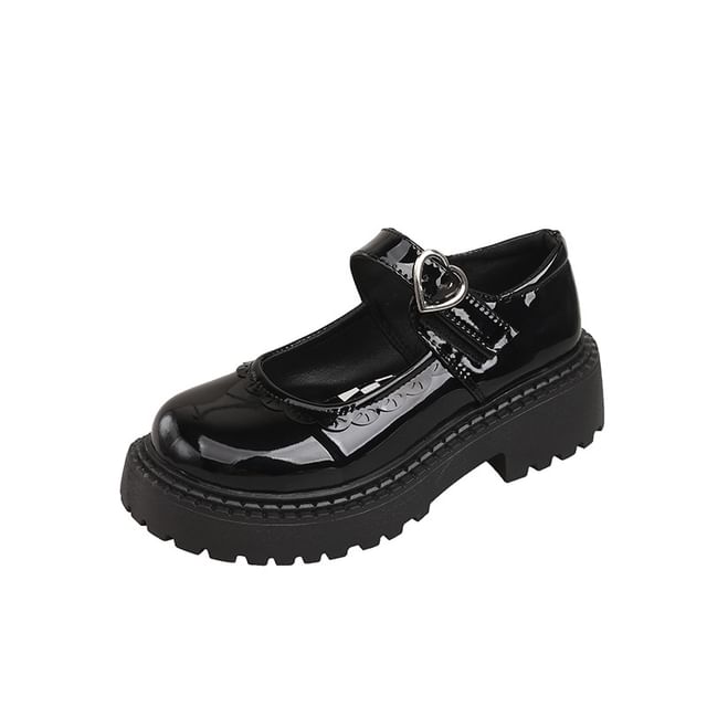 Heart Buckled Platform Mary Jane Shoes