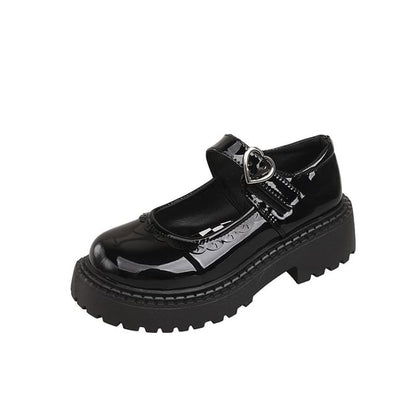 Heart Buckled Platform Mary Jane Shoes