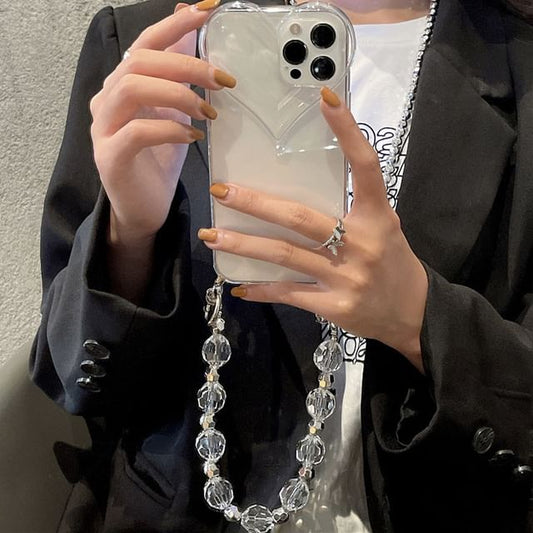 Phone Heart Chain Crystal Transparent Case Faux
