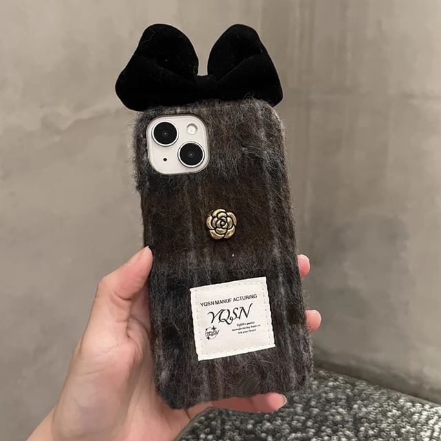 Bow Floral Phone Case Chenille