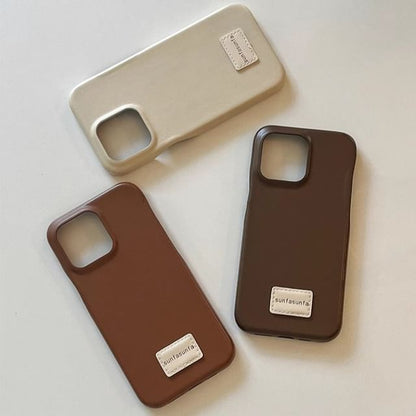 Phone Leather Applique Lettering Faux Case