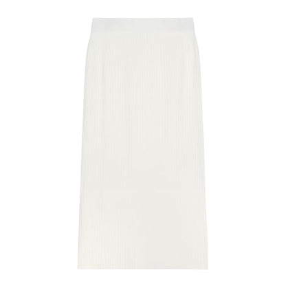 Ribbed Knit Maxi Pencil Skirt with High Rise