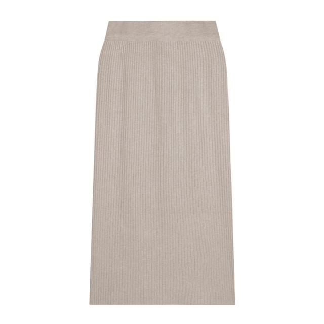 Ribbed Knit Maxi Pencil Skirt with High Rise