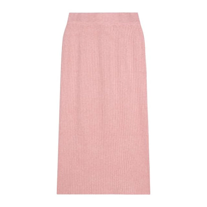 Ribbed Knit Maxi Pencil Skirt with High Rise