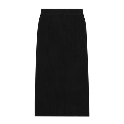 Ribbed Knit Maxi Pencil Skirt with High Rise