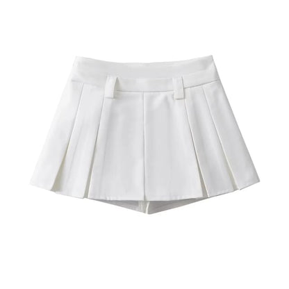 Low-Rise Color-Block Mini Pleated A-Line Skirt