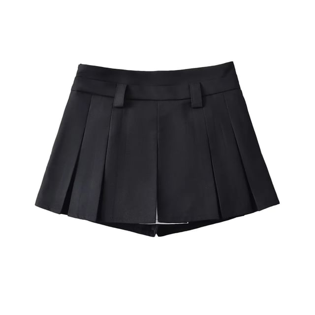 Low-Rise Color-Block Mini Pleated A-Line Skirt