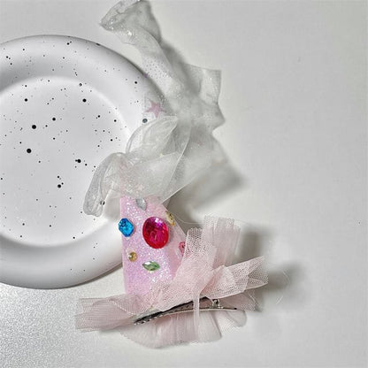 Rhinestone Mesh Party Hat Hair Clip