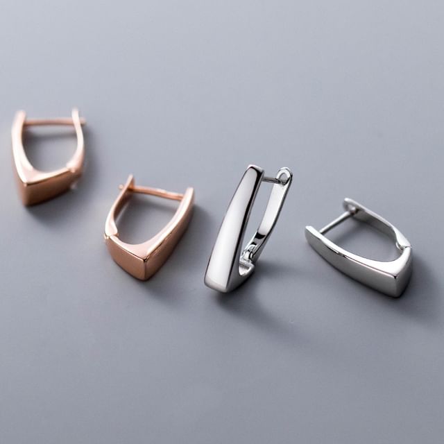 Geometric Sterling Silver Huggie Earring