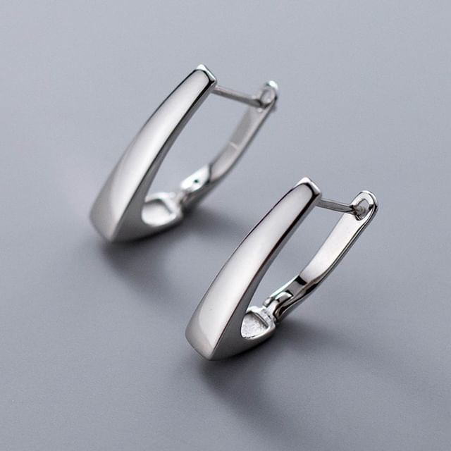 Geometric Sterling Silver Huggie Earring