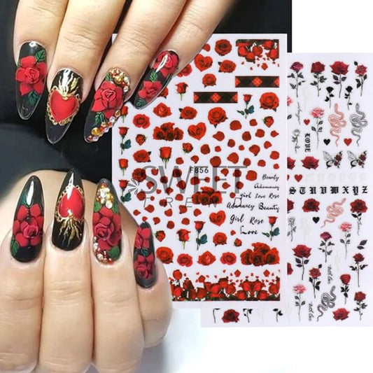 Rose Nail Art Stickers (Various Designs)