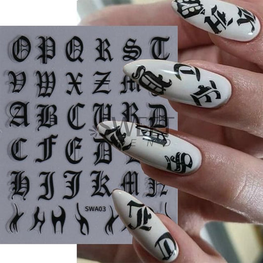 Alphabet Nail Art Stickers (Various Designs)