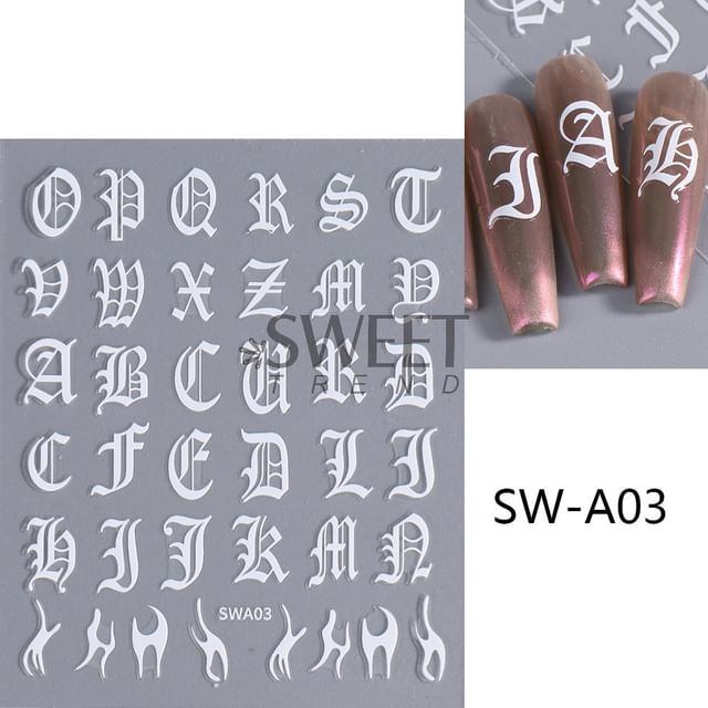 Alphabet Nail Art Stickers (Various Designs)