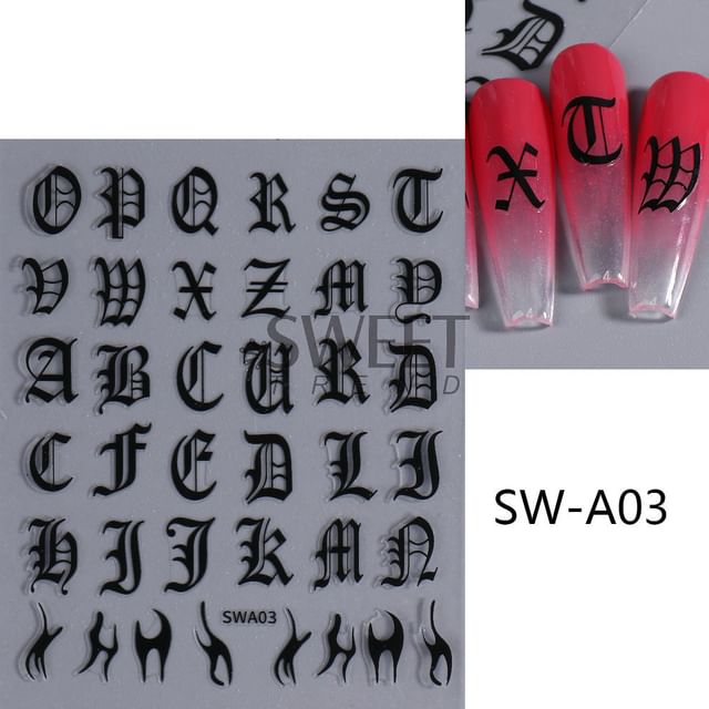 Alphabet Nail Art Stickers (Various Designs)