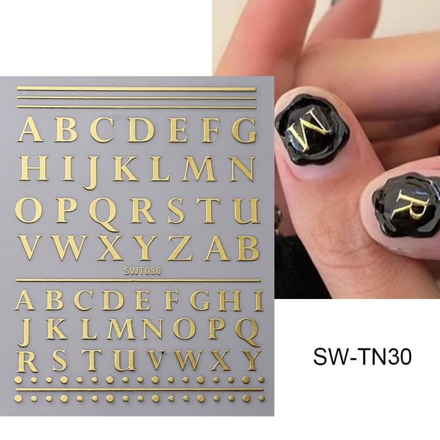 Alphabet Nail Art Stickers (Various Designs)