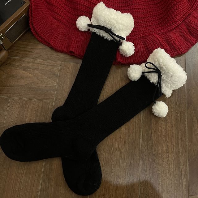 Fleece Lined Pom Pom Leg Warmer