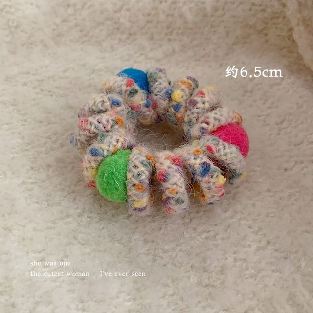 Pom Pom Yarn Coil Hair Tie