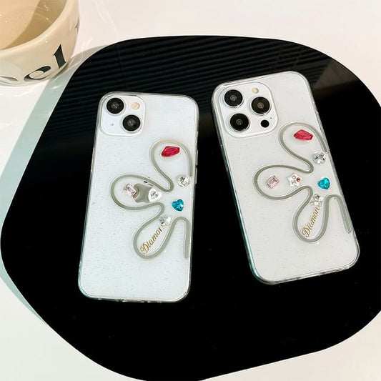 Phone Floral Case Rhinestone