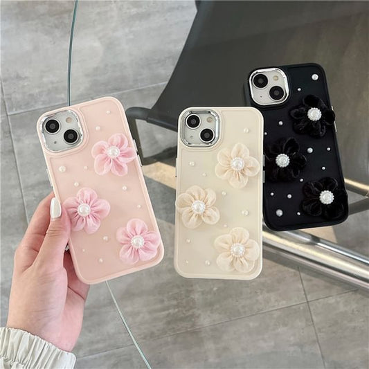 Floral Lace Faux Pearl Phone Case
