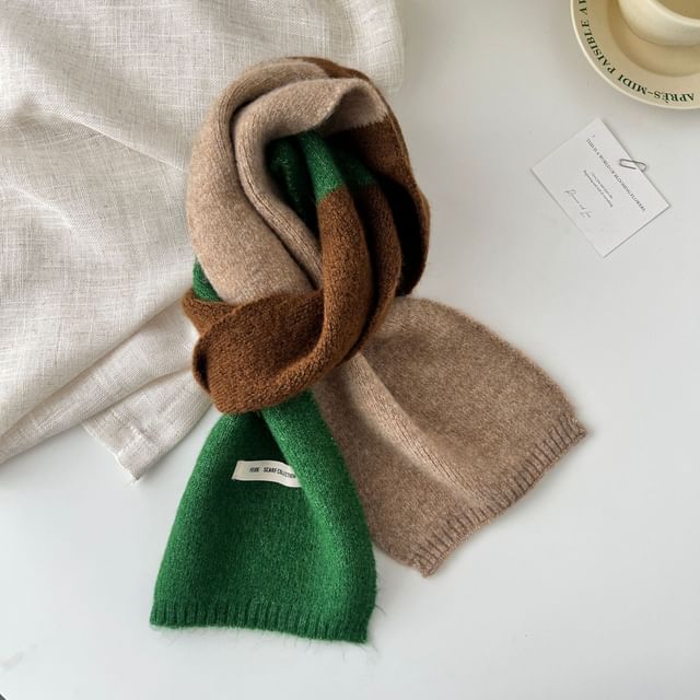 Color Block Knit Scarf