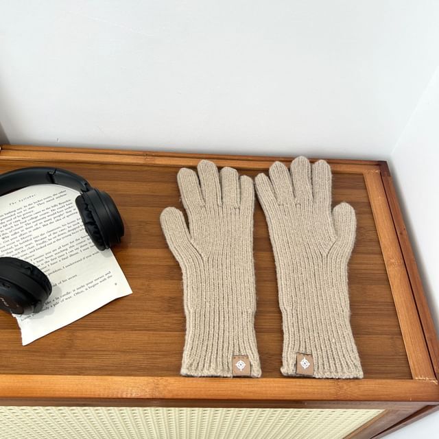 Plain Ribbed Knit Gloves