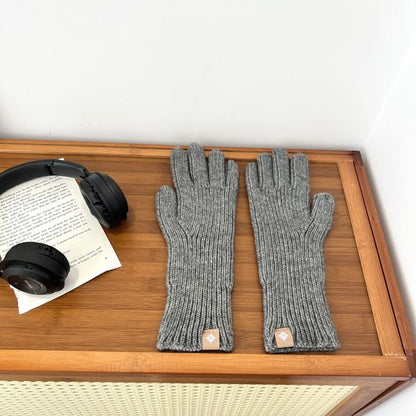 Plain Ribbed Knit Gloves