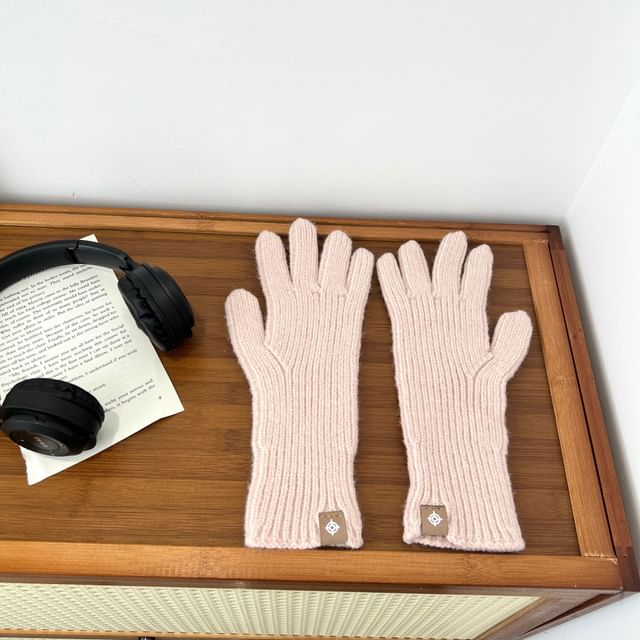 Plain Ribbed Knit Gloves
