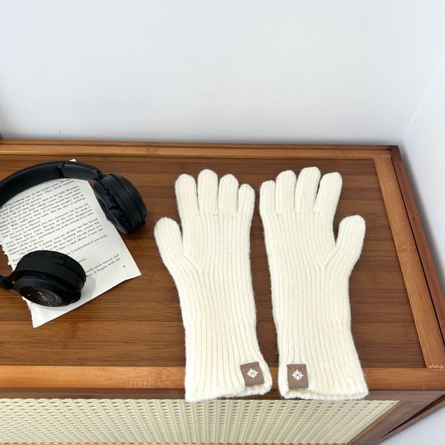 Plain Ribbed Knit Gloves