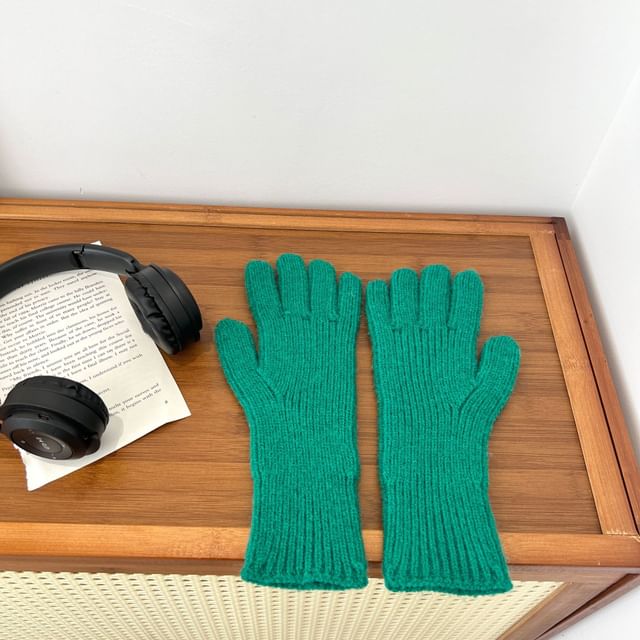 Plain Ribbed Knit Gloves