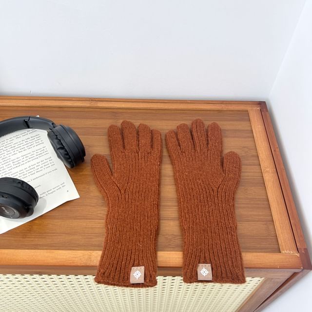 Plain Ribbed Knit Gloves
