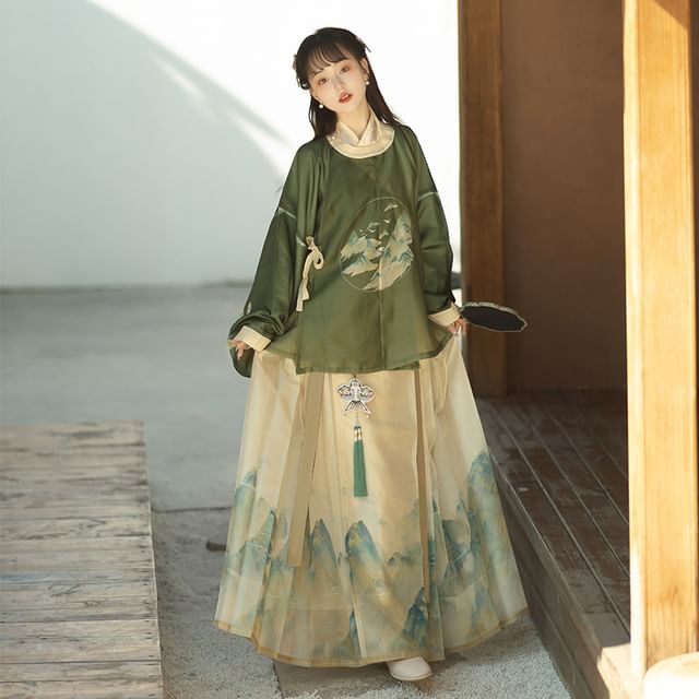 Mountain Print Hanfu Costume Set