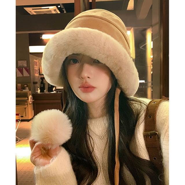 Pom Pom Faux Shearling Hat