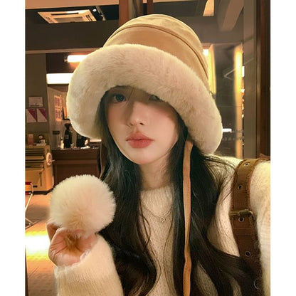 Pom Pom Faux Shearling Hat