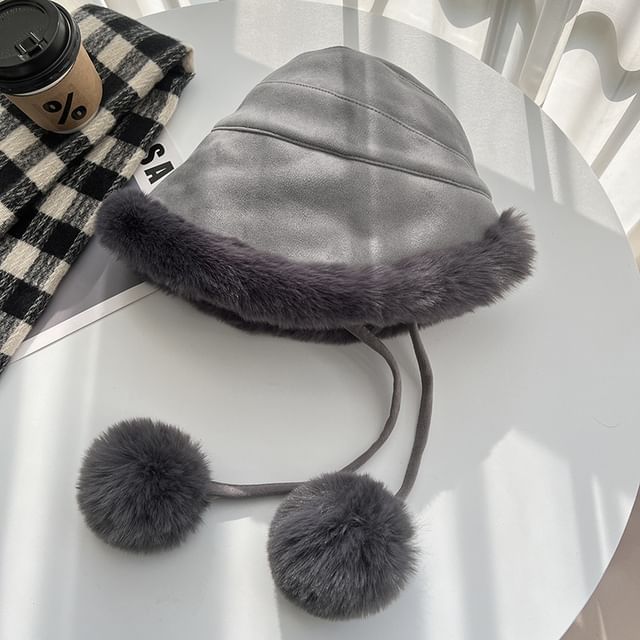 Pom Pom Faux Shearling Hat
