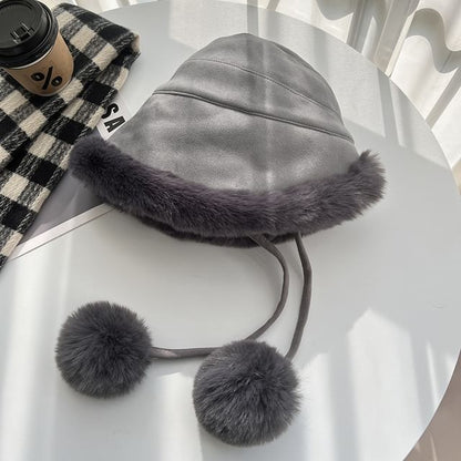 Pom Pom Faux Shearling Hat