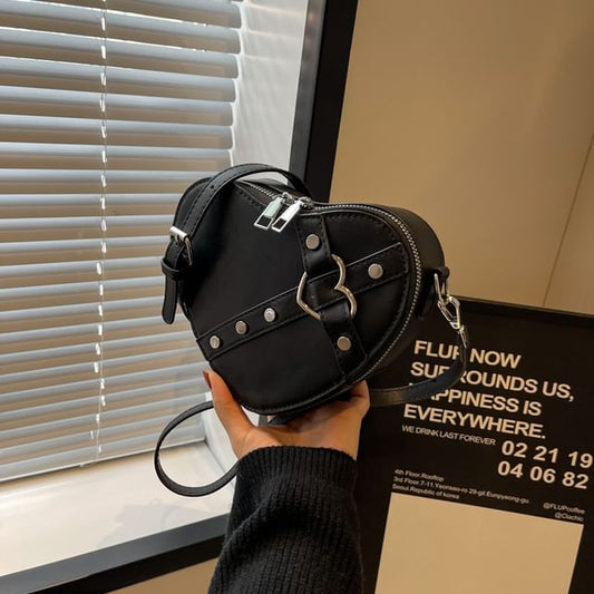 Heart Faux Leather Crossbody Bag