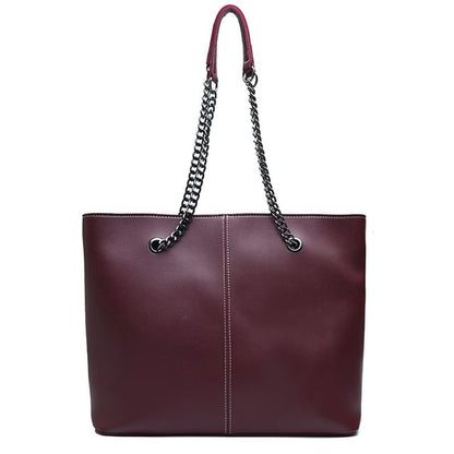 Chain Strap Faux Leather Tote Bag