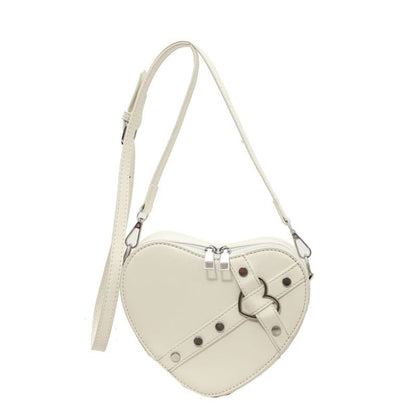 Heart Faux Leather Crossbody Bag
