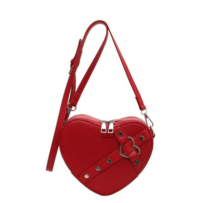 Heart Faux Leather Crossbody Bag