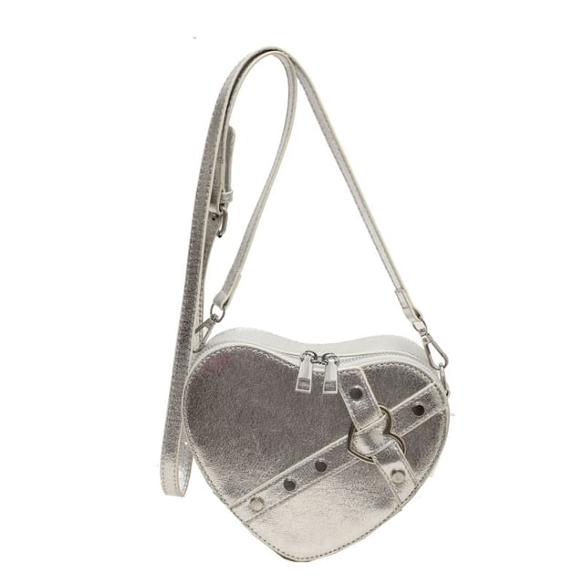 Heart Faux Leather Crossbody Bag