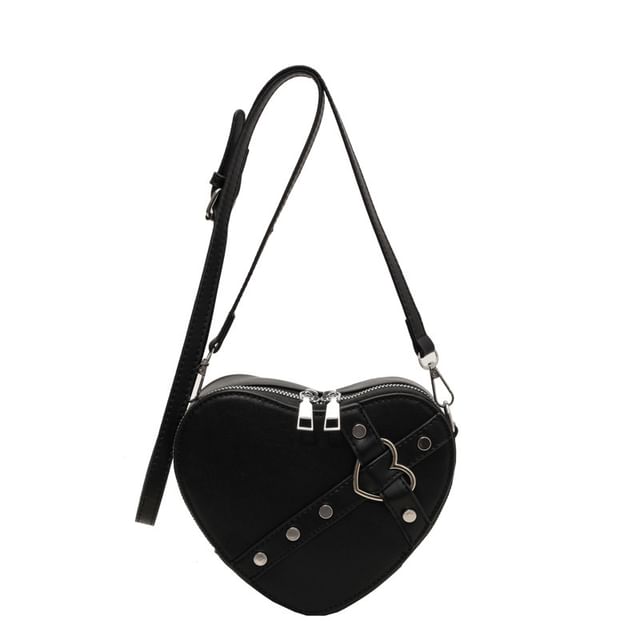 Heart Faux Leather Crossbody Bag