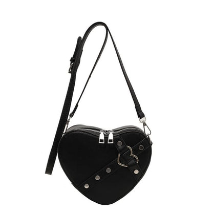 Heart Faux Leather Crossbody Bag
